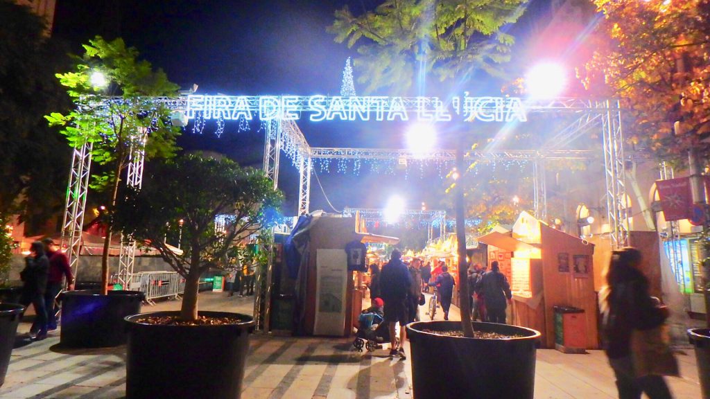 バルセロナ　クリスマスマーケット　夜